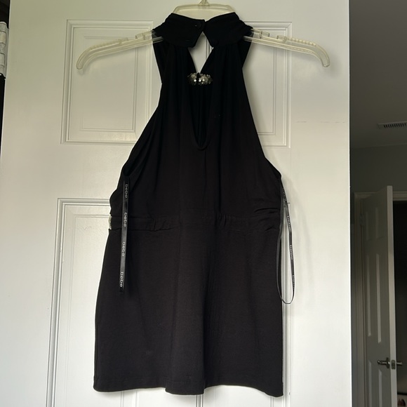 Bebe black top with silver sequins - Picture 2 of 2